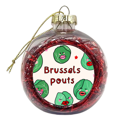 Cute Christmas Kisses Brussels Pouts - xmas bauble by Lisa Wardle