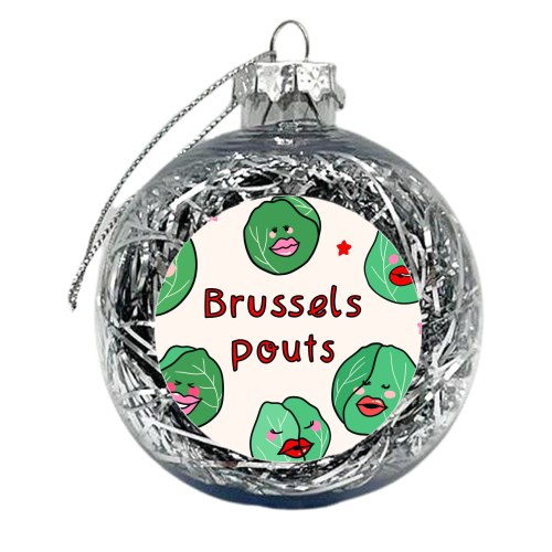 Cute Christmas Kisses Brussels Pouts - xmas bauble by Lisa Wardle