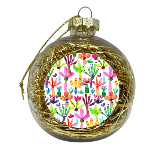 Cute Colorful Palms Garden - xmas bauble by Ninola Design