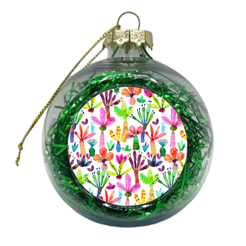 Cute Colorful Palms Garden - xmas bauble by Ninola Design