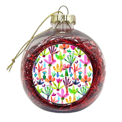 Cute Colorful Palms Garden - xmas bauble by Ninola Design