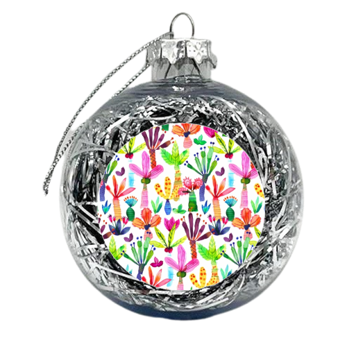 Cute Colorful Palms Garden - xmas bauble by Ninola Design