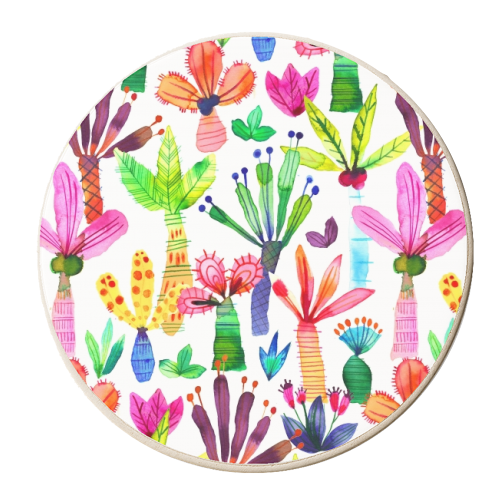 Cute Colorful Palms Garden - personalised beer coaster by Ninola Design
