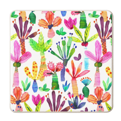 Cute Colorful Palms Garden - personalised beer coaster by Ninola Design