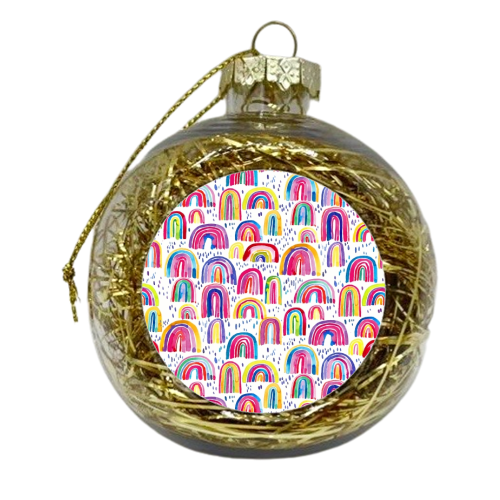 Cute Colorful Watercolor Rainbows - xmas bauble by Ninola Design