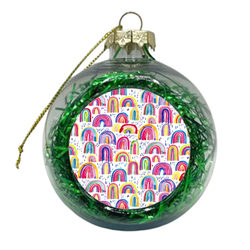 Cute Colorful Watercolor Rainbows - xmas bauble by Ninola Design