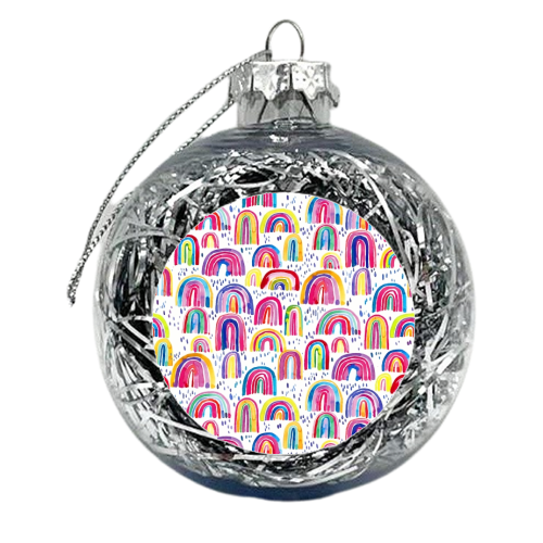 Cute Colorful Watercolor Rainbows - xmas bauble by Ninola Design