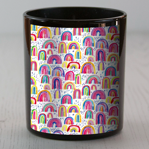 Cute Colorful Watercolor Rainbows - scented candle by Ninola Design