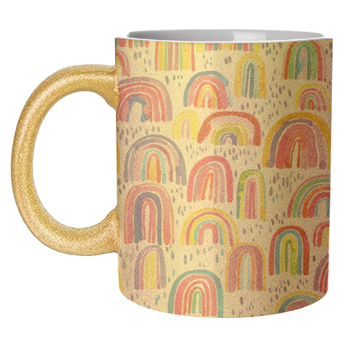 Cute Colorful Watercolor Rainbows - unique mug by Ninola Design