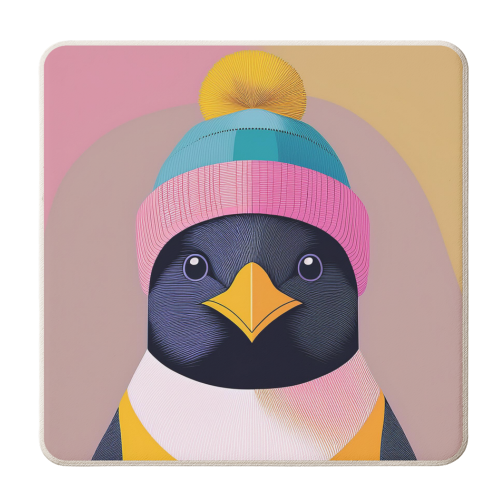 Cute Cosy Penguin Portrait - personalised beer coaster by Adam Regester