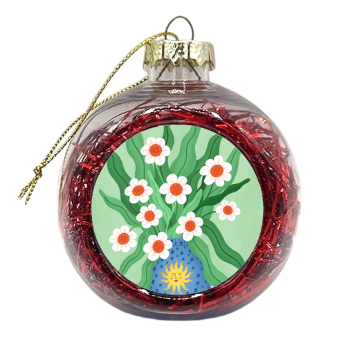 Cute flower sun vase - xmas bauble by Katie Brookes