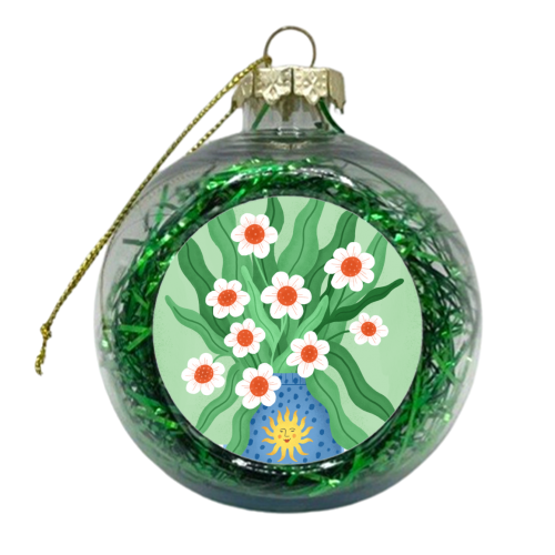 Cute flower sun vase - xmas bauble by Katie Brookes