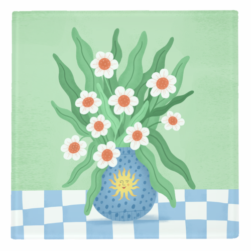 Cute flower sun vase - personalised beer coaster by Katie Brookes