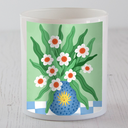 Cute flower sun vase - scented candle by Katie Brookes