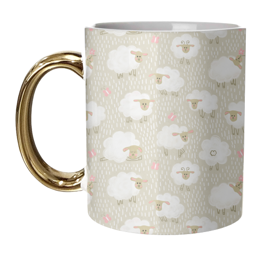 Cute Fluffy Sheep Pattern - unique mug by Ania Wieclaw