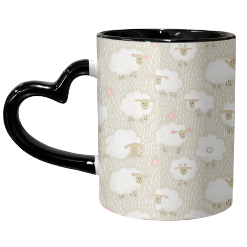 Cute Fluffy Sheep Pattern - unique mug by Ania Wieclaw