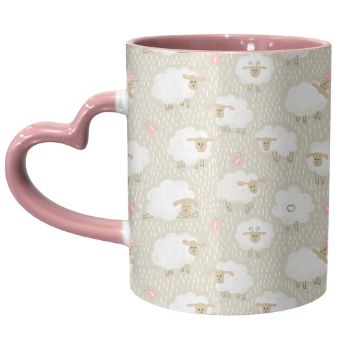 Cute Fluffy Sheep Pattern - unique mug by Ania Wieclaw