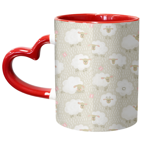 Cute Fluffy Sheep Pattern - unique mug by Ania Wieclaw