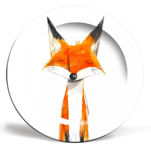 Cute fox - ceramic dinner plate by haris kavalla