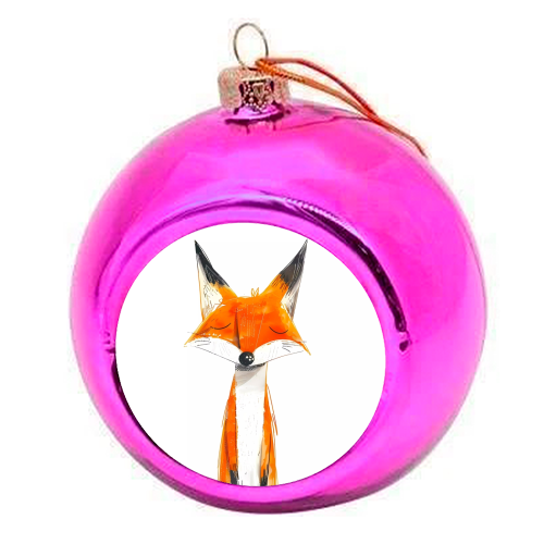 Cute fox - colourful christmas bauble by haris kavalla