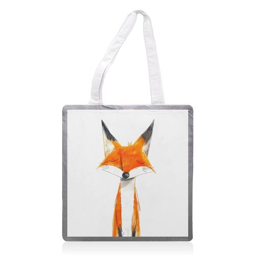 Cute fox - printed canvas tote bag by haris kavalla