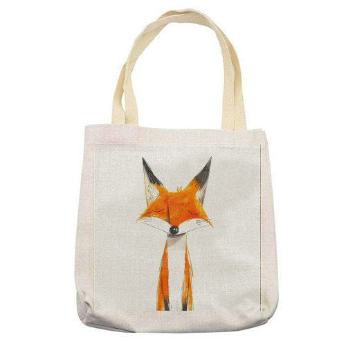 Cute fox - printed canvas tote bag by haris kavalla