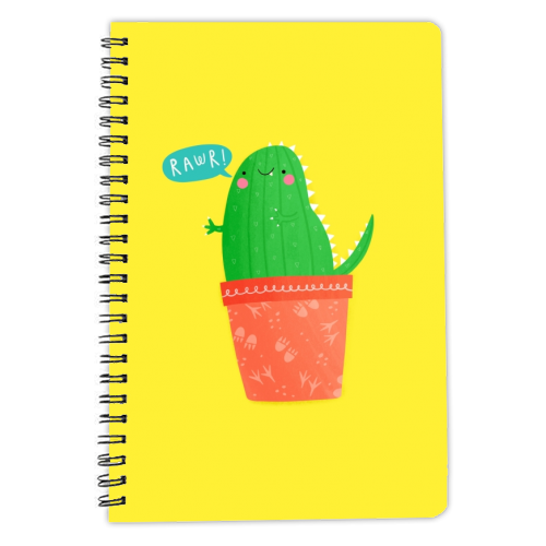 Cute funny cactus dinosaur hybrid - personalised A4, A5, A6 notebook by Jessica Moorhouse
