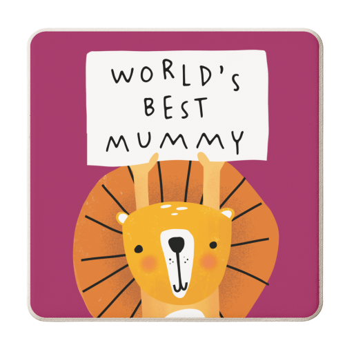 Cute Hand Drawn Lion Illustration - personalised beer coaster by AbiGoLucky