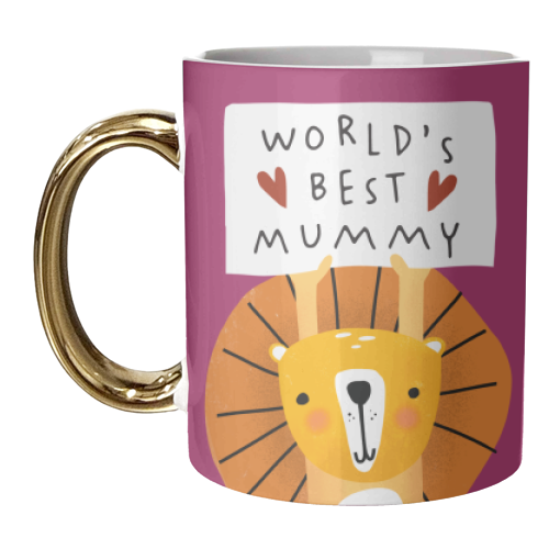 Cute Hand Drawn Lion Illustration - unique mug by AbiGoLucky