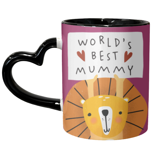 Cute Hand Drawn Lion Illustration - unique mug by AbiGoLucky
