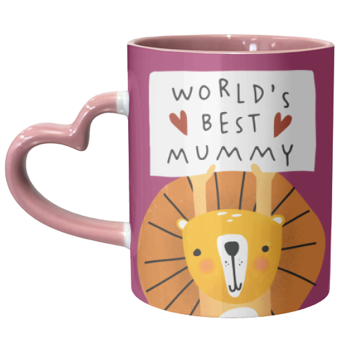 Cute Hand Drawn Lion Illustration - unique mug by AbiGoLucky