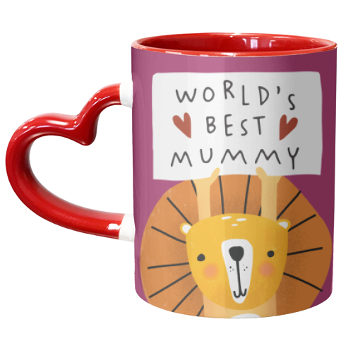 Cute Hand Drawn Lion Illustration - unique mug by AbiGoLucky