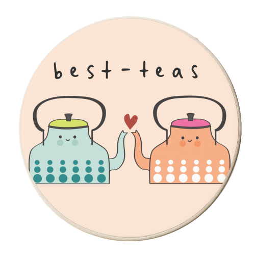 Cute Hand Drawn Teapots - personalised beer coaster by AbiGoLucky