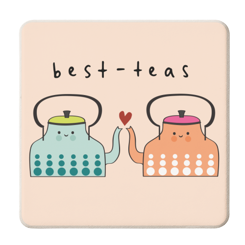 Cute Hand Drawn Teapots - personalised beer coaster by AbiGoLucky