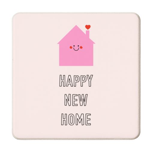 Cute Happy New Home Design - personalised beer coaster by Adam Regester