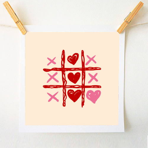 Cute Heart Tic Tac Toe Love Game - A1 - A4 art print by EZbie