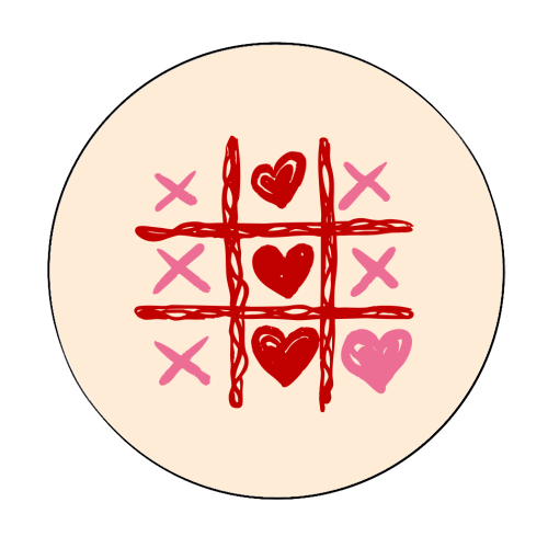 Cute Heart Tic Tac Toe Love Game - Circle Sticker by EZbie