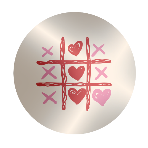 Cute Heart Tic Tac Toe Love Game - Circle Sticker by EZbie