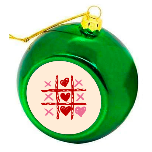 Cute Heart Tic Tac Toe Love Game - colourful christmas bauble by EZbie
