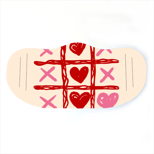 Cute Heart Tic Tac Toe Love Game - face cover mask by EZbie