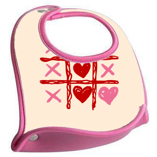 Cute Heart Tic Tac Toe Love Game - feeding bib by EZbie