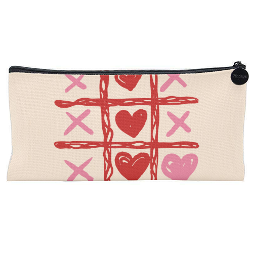 Cute Heart Tic Tac Toe Love Game - flat pencil case by EZbie