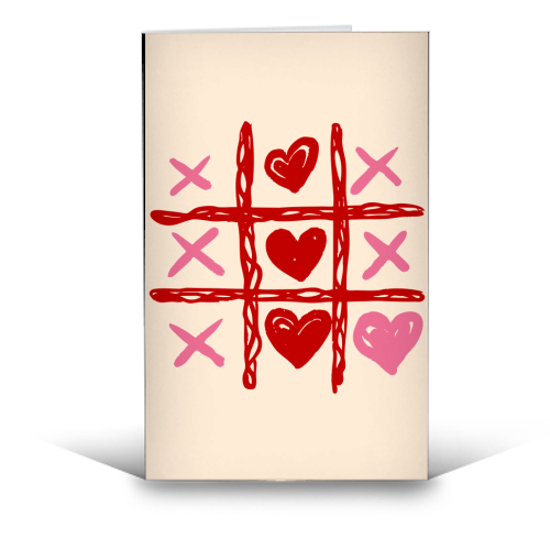 Cute Heart Tic Tac Toe Love Game - funny greeting card by EZbie