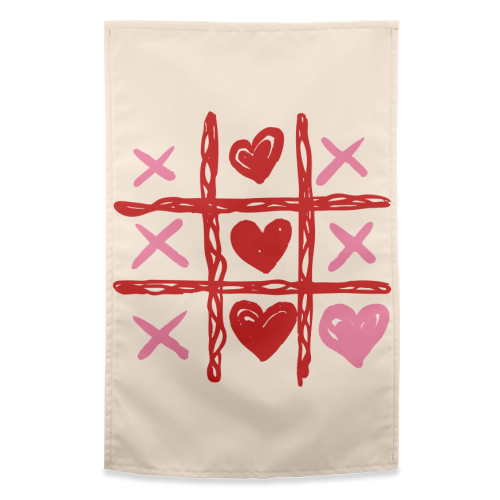 Cute Heart Tic Tac Toe Love Game - funny tea towel by EZbie