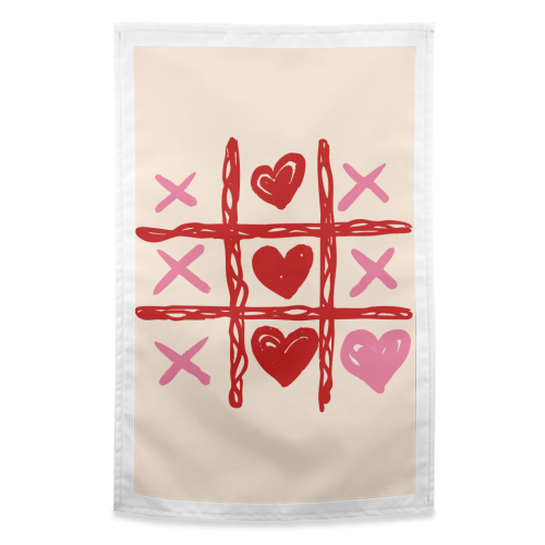 Cute Heart Tic Tac Toe Love Game - funny tea towel by EZbie
