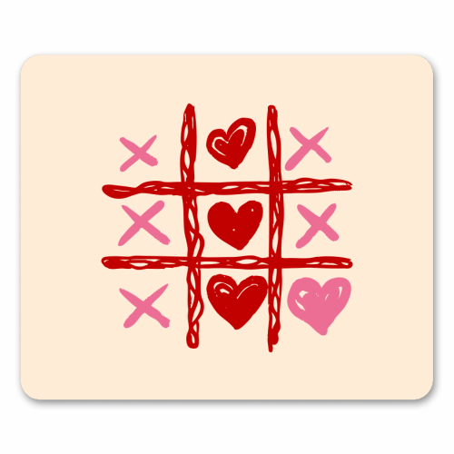 Cute Heart Tic Tac Toe Love Game - mouse mat by EZbie
