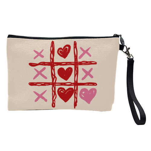Cute Heart Tic Tac Toe Love Game - pretty makeup bag by EZbie