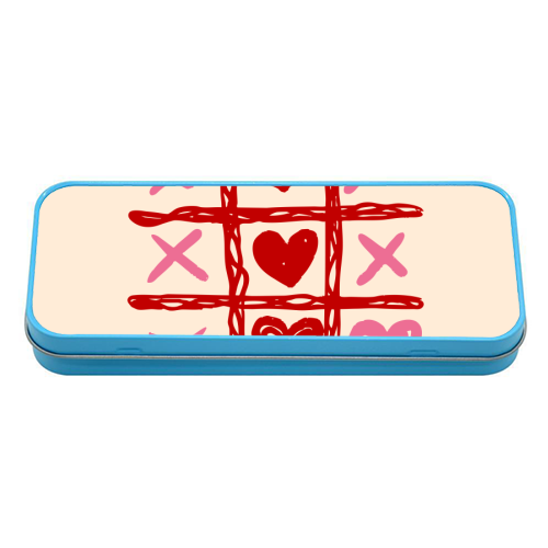 Cute Heart Tic Tac Toe Love Game - tin pencil case by EZbie