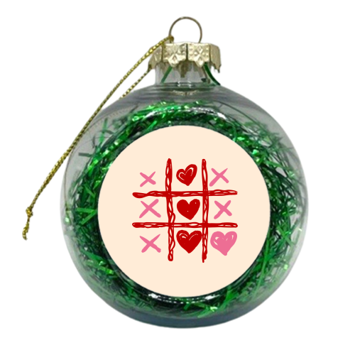 Cute Heart Tic Tac Toe Love Game - xmas bauble by EZbie