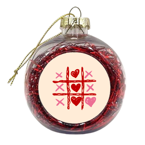 Cute Heart Tic Tac Toe Love Game - xmas bauble by EZbie